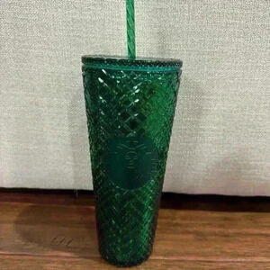 Starbucks Emerald Green Jeweled Gridded Tumbler venti size (24 oz)